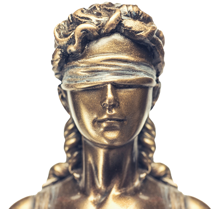 View of the lady of justice face, including copy space. ideal for websites and magazines layouts